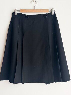 Vintage ICE Black Wrap Skirt Black Lightweight Wool 12